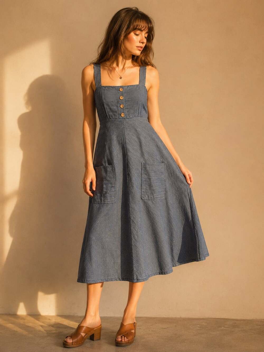 Vintage 70s Prairie Pinafore Dress Union Made USA Cottagecore Folk Midi XS S